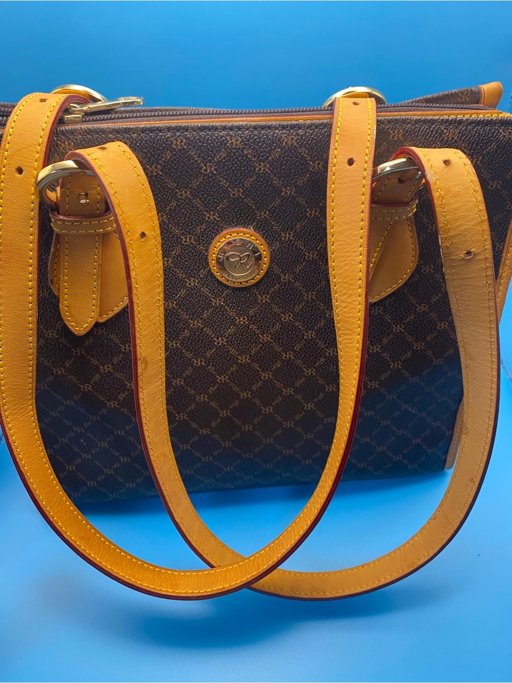Rioni Brown Tote with Tan Trim and Buckle Details - Picture 5 of 12